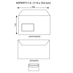 Koperty z okienkiem, koperta C6, okno lewe, SK białe (1000 szt)