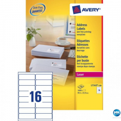Etykiety samoprzylepne, etykieta adresowa, Avery, A4, 100 ark, 99,1x33,9mm, białe