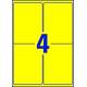 Etykiety samoprzylepne A4, foliowe etykiety Avery Zweckform Heavy Duty, 20 ark, 99,1x139mm, żółte