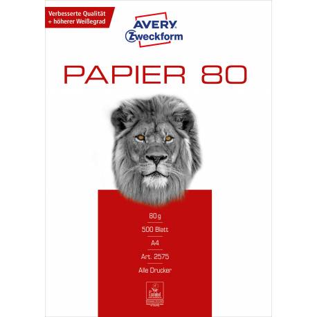 Papier do drukarek ksero A4, ryza papieru Avery 80g, biały 500 szt. klasa C