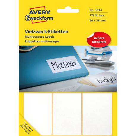 Etykiety samoprzylepne, Mini etykiety papierowe Avery Zweckform, 174 etykiet, 66x38 mm, białe