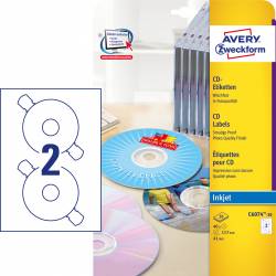 Etykiety na płyty CD, A4, 20 ark, ø117 mm, błyszczące
