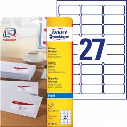 Etykiety adresowe A4, na koperty, 25 ark, 63,5x29,6 mm, białe