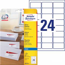 Etykiety adresowe A4, na koperty, 25 ark, 63,5x33,9 mm, białe