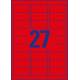 Etykiety samoprzylepne, kolorowe naklejki papierowe Avery Zweckform, 25 ark, 63,5x29,6 mm, czerwone neon