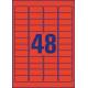 Etykiety samoprzylepne, kolorowe naklejki, usuwalne Avery Zweckform, 20 ark, 45,7x21,2 mm, czerwone