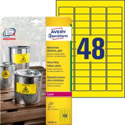 Etykiety wodoodporne Heavy Duty A4, 20 ark, 45,7x21,2 mm, żółte