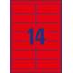 Etykiety samoprzylepne, kolorowe naklejki papierowe Avery Zweckform, 25 ark, 99,1x38,1 mm, czerwone neon