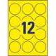 Etykiety samoprzylepne, kolorowe naklejki papierowe Avery Zweckform, 25 ark, Ø63,6 mm, żółte neonowe