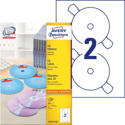Etykiety samoprzylepne, naklejki papierowe na płyty CD, A4, 100 ark, ø117 mm, białe