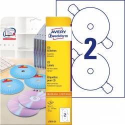 Etykiety samoprzylepne, naklejki papierowe na płyty CD, A4, 25 ark, ø117 mm, białe