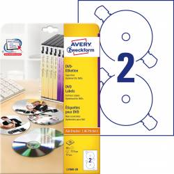 Etykiety samoprzylepne, naklejki papierowe na płyty DVD, A4, 20 ark, ø117 mm, białe