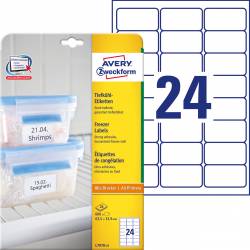 Etykiety samoprzylepne, naklejki papierowe na mrożonki, A4, 25 ark, 63,5x33,9 mm, białe