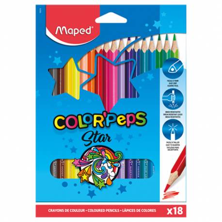 Kredki Maped COLORPEPS, ołówkowe kredki drewniane 18 kolorów