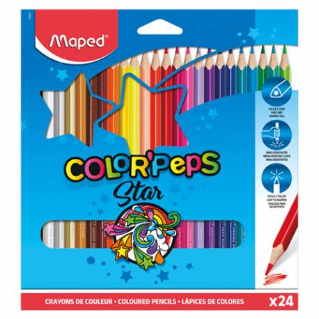 Kredki Maped COLORPEPS, ołówkowe kredki drewniane 24 kolory