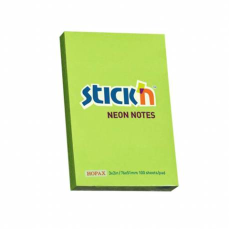 Karteczki samoprzylepne Stickn, 76X51mm Zielony neon
