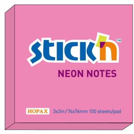 Karteczki samoprzylepne Stickn, 76x76 mm, różowy neonowy
