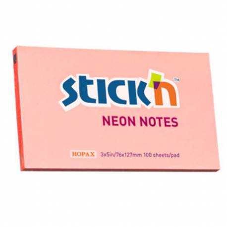 Karteczki samoprzylepne Stickn, 127x76mm Różowy neon