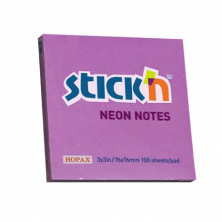 Karteczki samoprzylepne Stickn, 76x76 mm, fioletowy neon