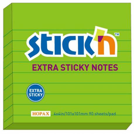 Karteczki samoprzylepne Stickn, EXTRA STICKY 101x101mm ziel. Neon/90 kart.