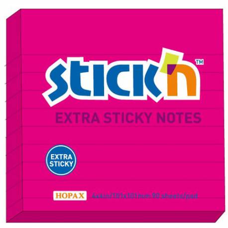 Karteczki samoprzylepne Stickn, EXTRA STICKY 101x101mm róż. Neon/90 kart.
