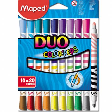 Flamastry dwustronne, Maped duo 10 szt - 20 kolorów