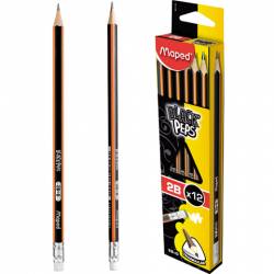 Ołówek drewniany z gumką BLACKPEPS twardość 2b