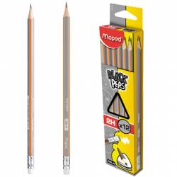 Ołówek drewniany z gumką BLACKPEPS twardość 2h