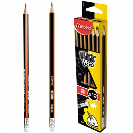 Ołówek drewniany z gumką BLACKPEPS twardość b