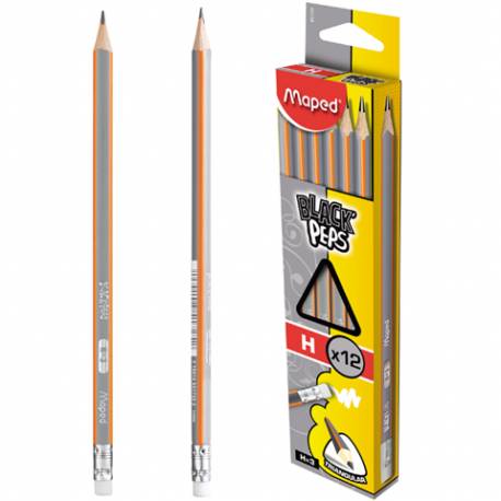 Ołówek drewniany z gumką BLACKPEPS twardość h