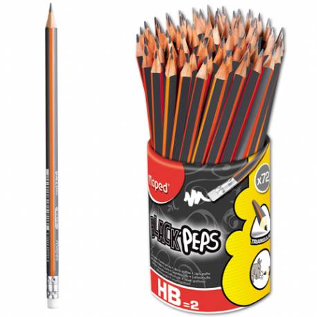 Ołówek drewniany z gumką BLACKPEPS hb w kubku 72 szt