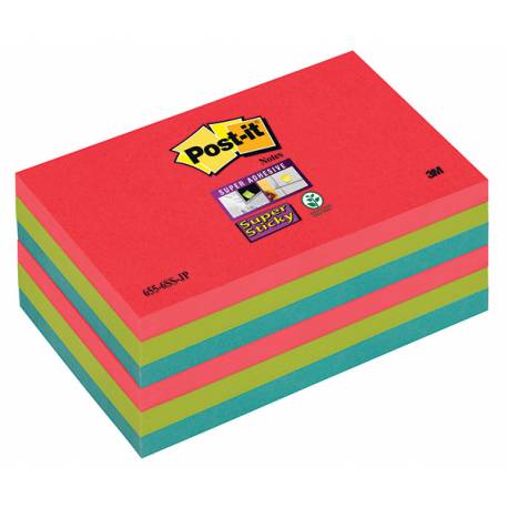 Karteczki samoprzylepne, Post it Super Sticky 655-6SS-JP 127x76xmm, 6x90k, energ