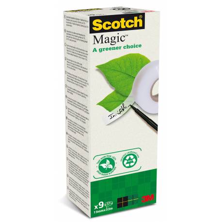 Taśma klejąca SCOTCH Magic™ Greener Choice 900-1933-9 matowa, 19mm, 33m, 9szt.