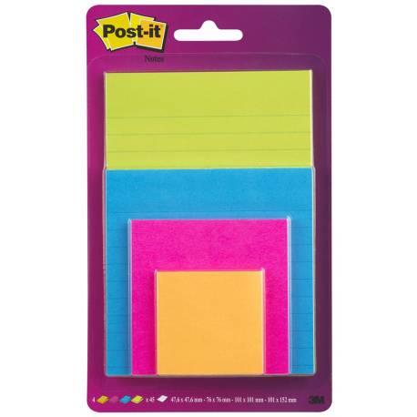 Karteczki samoprzylepne, kolorowe, Post it Super Sticky 4622-SSEU, 4x45k,