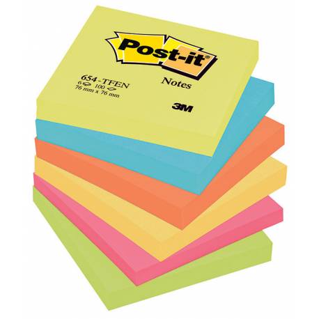 Karteczki samoprzylepne, Post it 654-TFEN 76x76mm, 6x100k, paleta energetyczna