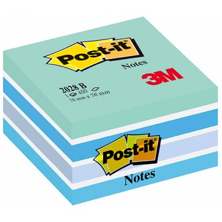 Karteczki samoprzylepne Post it, kostka 2028-B, 76x76mm, 1x450 kart, niebieska