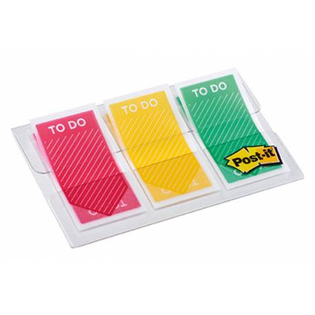 Zakładki indeksujące Post it 682-TODO, PP, 23,8x43,2mm, 3x20 kart, mix kolorów