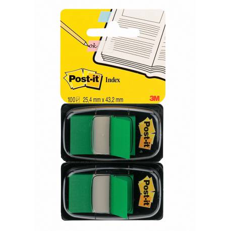 Zakładki indeksujące Post it 680-G2EU PP, 25x43mm, 2x50 kart, zielone