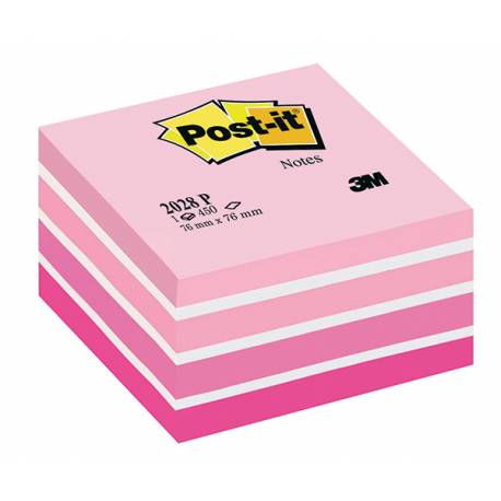 Karteczki samoprzylepne Post it, kostka 2028-P, 76x76mm, 450 kart, różowa