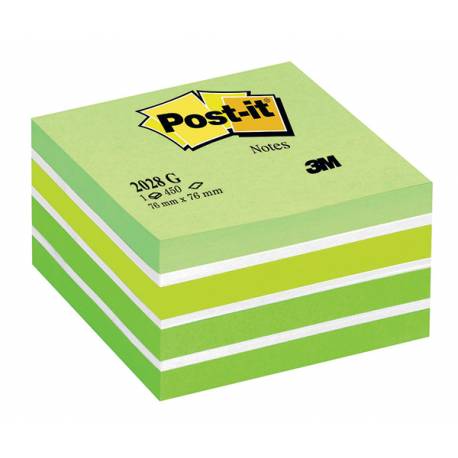 Karteczki samoprzylepne Post it, kostka 2028-G, 76x76mm, 450 kart, zielona