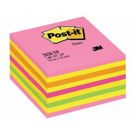 Karteczki samoprzylepne Post it, kostka 2028-NP 76x76mm, 450 kart, cukierkowa różowa
