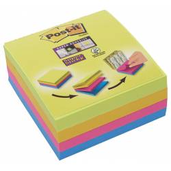 Multi-kostka samoprzylepna Post it Super Sticky (2014-SC-BYFG),76x76mm, 4x75 kart., mix kolorów