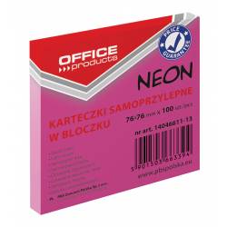 Karteczki samoprzylepne, OfficeP, 76x76mm, 100 k, neon, różowy