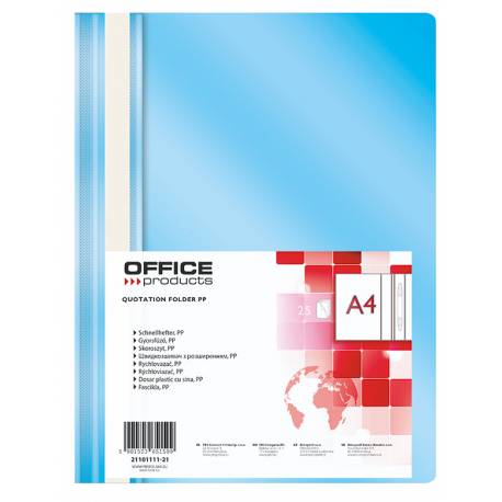 Skoroszyt Office, plastikowy, miękki, na dokumenty A4, jasno-niebieski