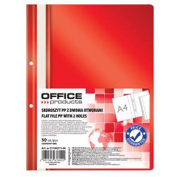 Skoroszyt OfficeP, PP, A4, 2 otwory, 100/170mikr., wpinany, czerwony