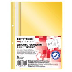 Skoroszyt OfficeP, PP, A4, 2 otwory, 100/170mikr., wpinany, żółty