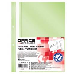 Skoroszyt OfficeP, PP, A4, 2 otwory, 100/170mikr., wpinany, jasnozielony