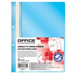 Skoroszyt OfficeP, PP, A4, 2 otwory, 100/170mikr., wpinany, jasnoniebieski