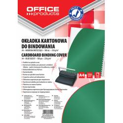 Okładki do bindowania OFFICE-P, karton, A4, 250gsm, błyszczące, 100szt., zielone