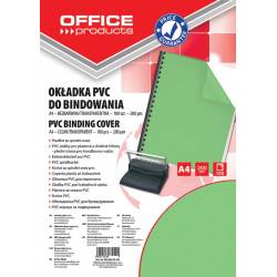 Okładki do bindowania OFFICE-P, PVC, A4, 200mikr., 100szt., zielone transparentne